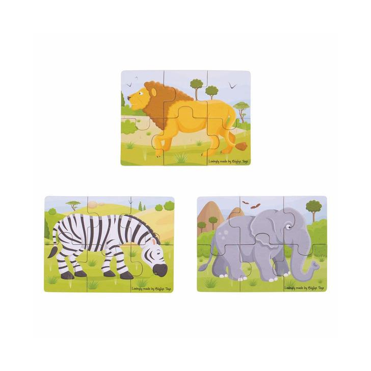 Set 3 puzzle din lemn - Jungla Vesela