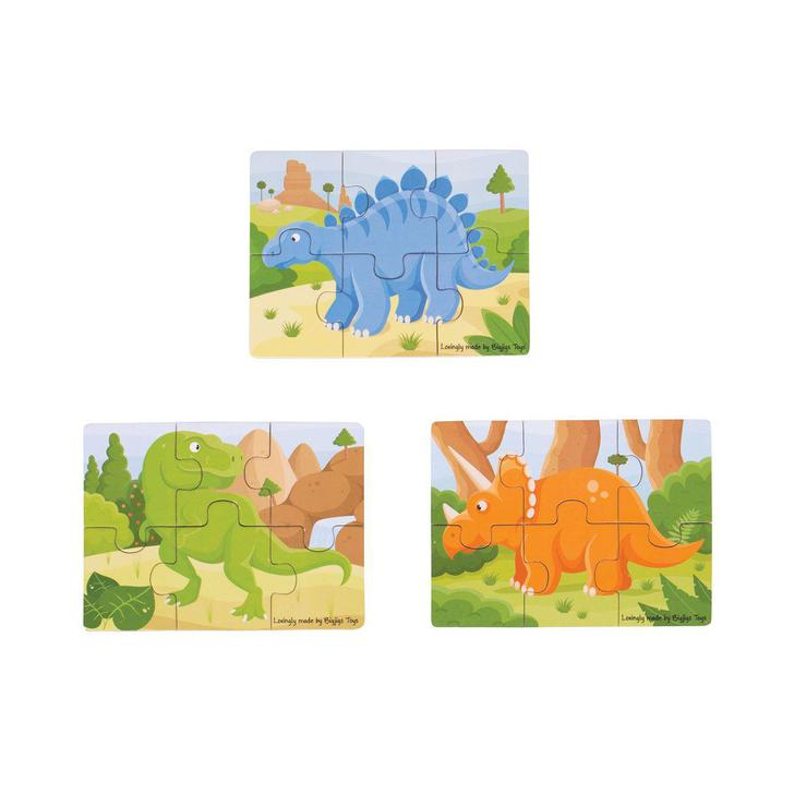 Set 3 puzzle din lemn - Dinozauri