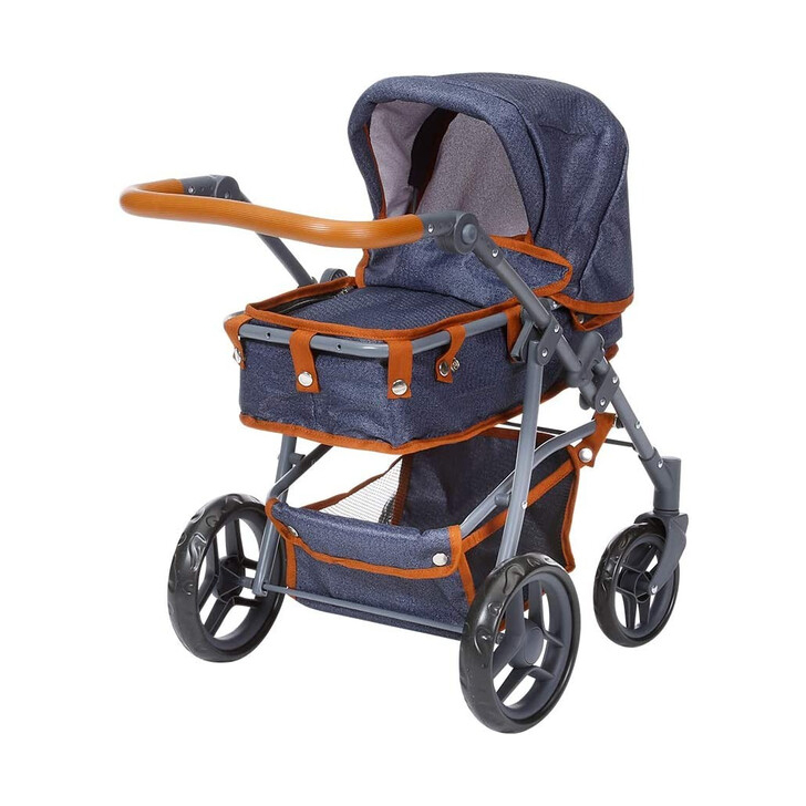Carucior pentru papusi cu maner reversibil Juna Dark Blue