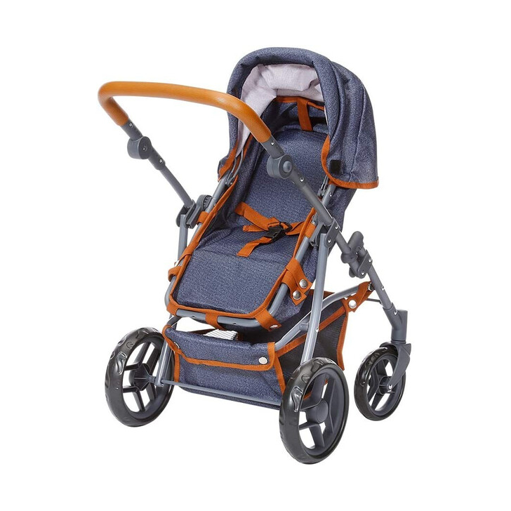 Carucior pentru papusi cu maner reversibil Juna Dark Blue