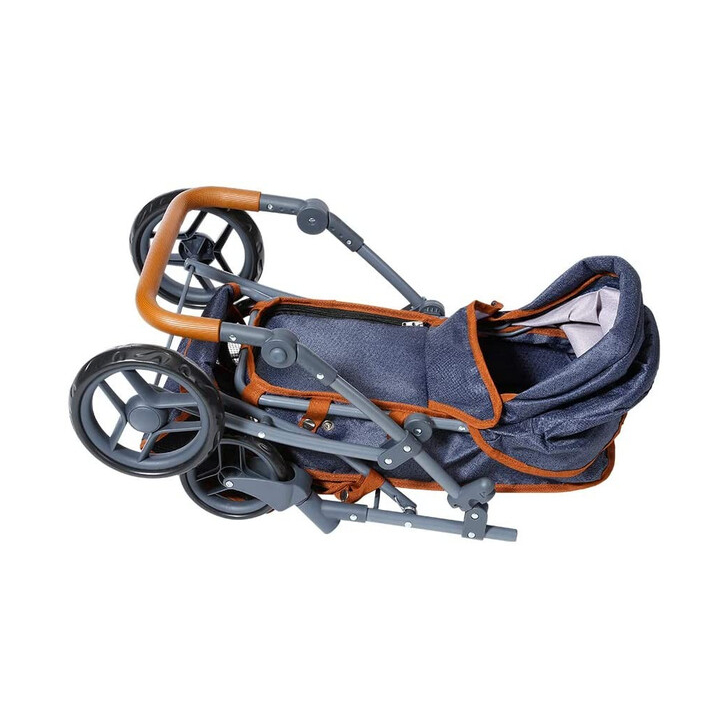 Carucior pentru papusi cu maner reversibil Juna Dark Blue