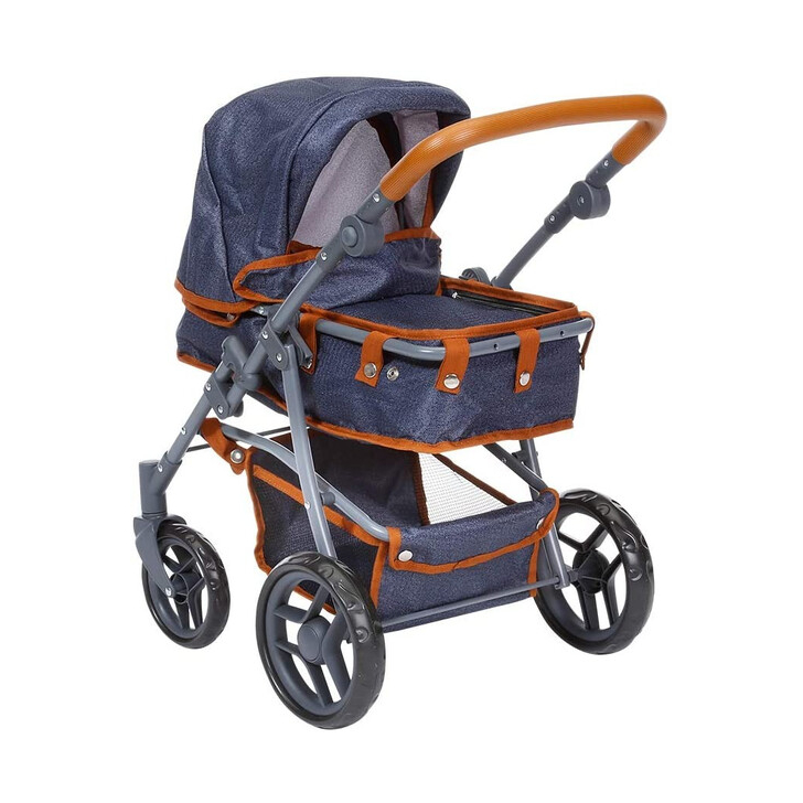 Carucior pentru papusi cu maner reversibil Juna Dark Blue