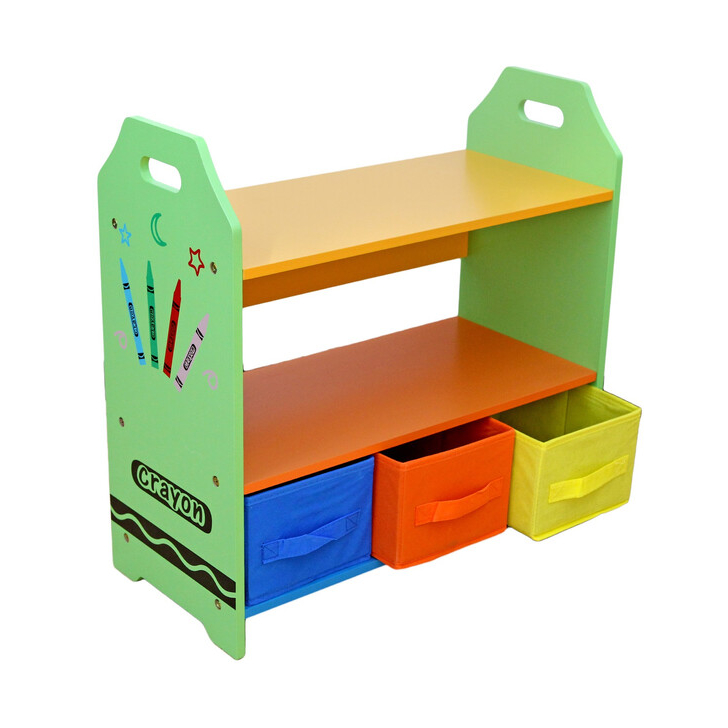 Raft carti si jucarii cu cadru din lemn Green Crayon