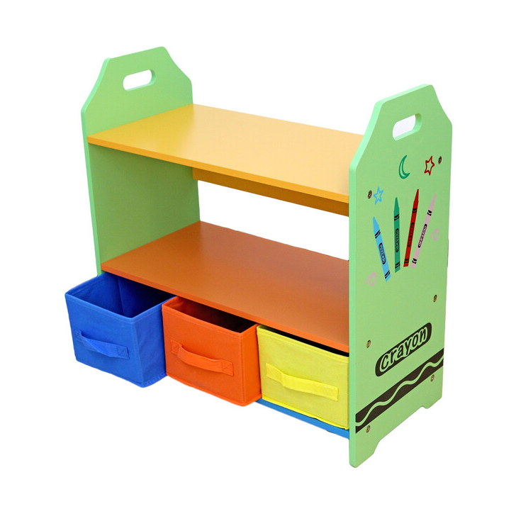 Raft carti si jucarii cu cadru din lemn Green Crayon