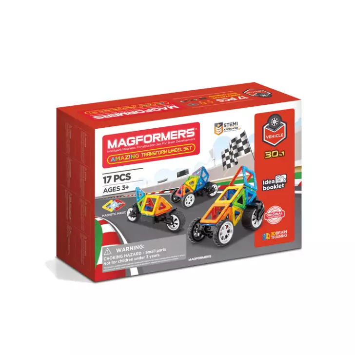 Set magnetic de construit- Magformers Vehicule, 17 piese