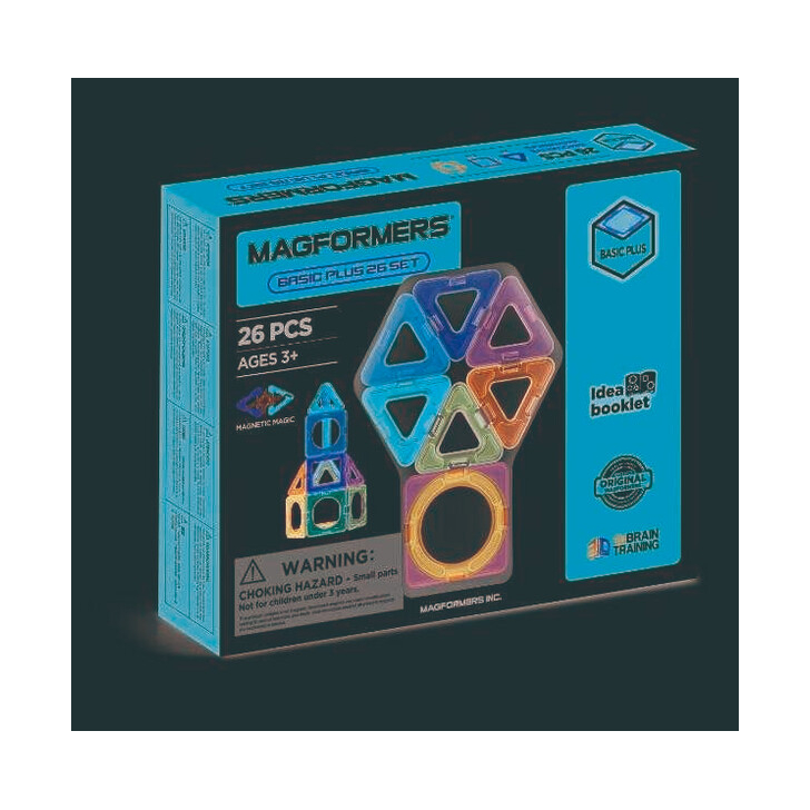 Set magnetic de construit- Magformers Basic Plus, 26 piese