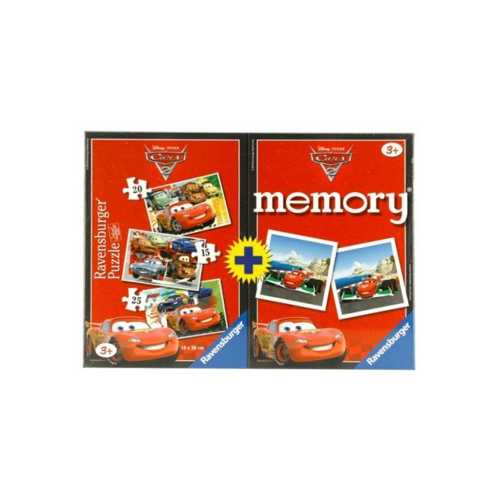 Puzzle + Joc Memory Disney Cars, 3 Buc In Cutie 15/20/25 Piese