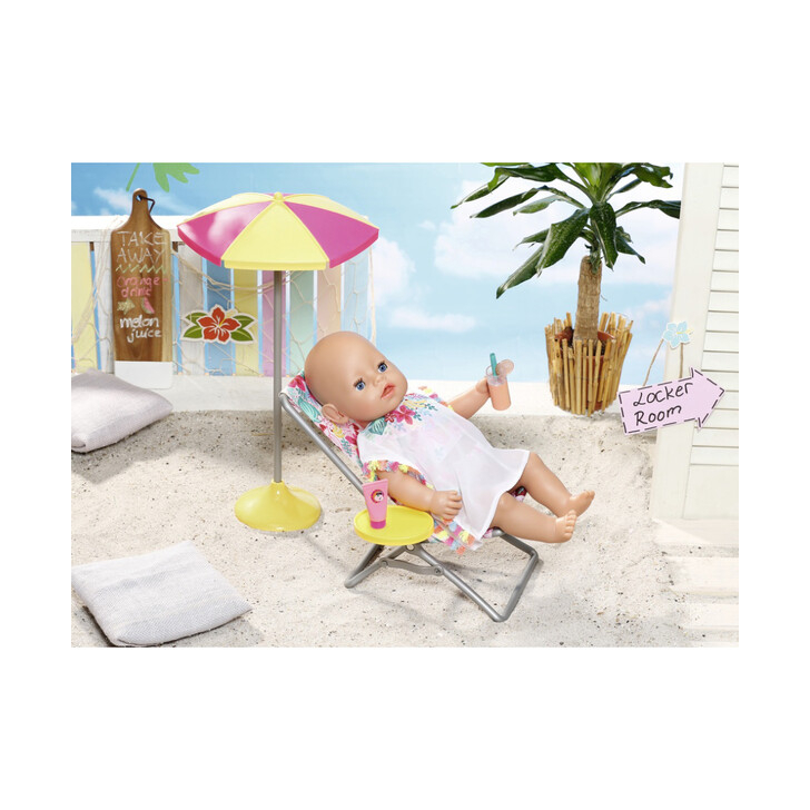 BABY born - Set plaja - umbrela cu scaun si accesorii 43 cm