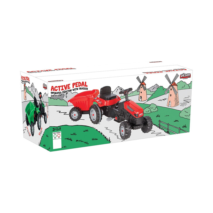 Tractor cu pedale si remorca Pilsan Active with Trailer 07-316 red