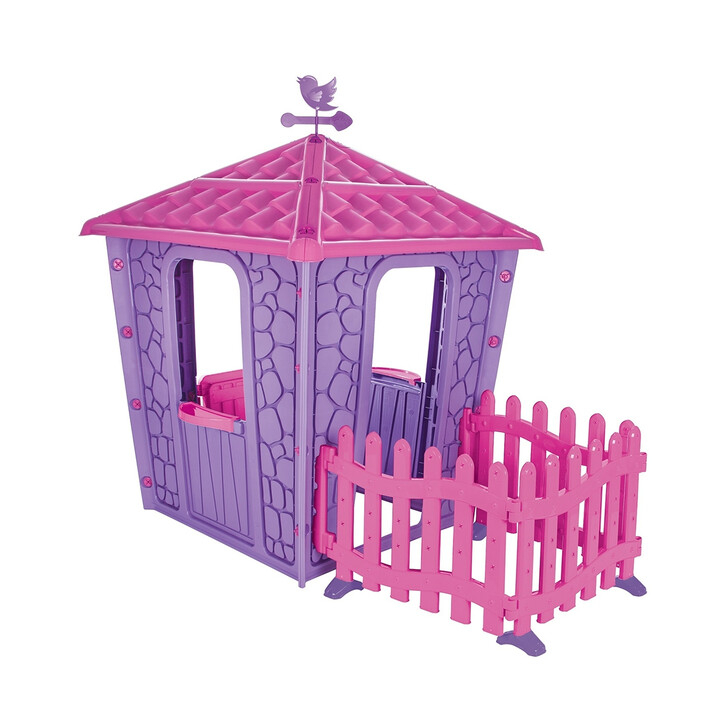 Casuta cu gard pentru copii Pilsan Stone House with Fence purple