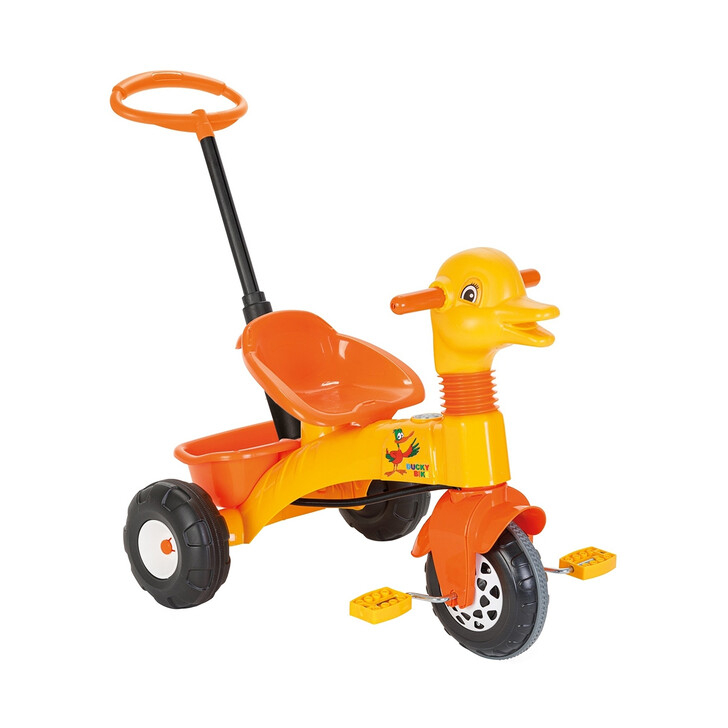 Tricicleta pentru copii Pilsan Duck yellow cu maner