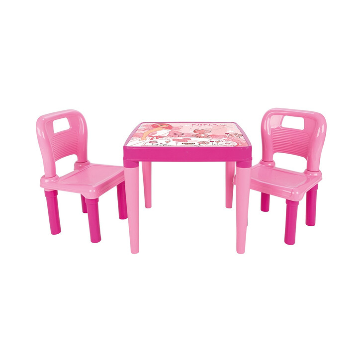 Set Masuta cu 2 scaune pentru copii Pilsan Hobby Study Table pink