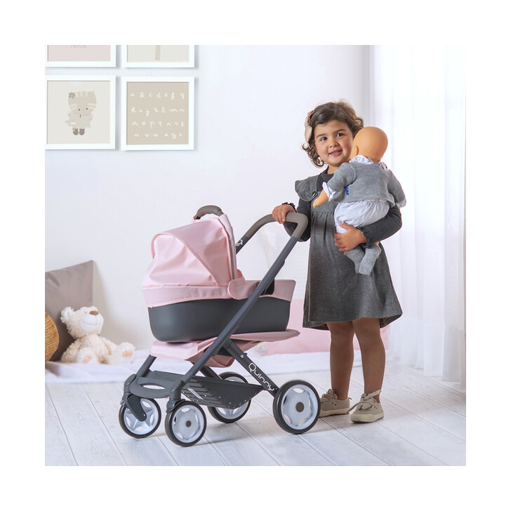 Carucior pentru papusi Smoby Quinny Combi 3 in 1 pink