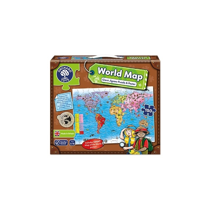 Puzzle si poster Harta lumii (limba engleza 150 piese) WORLD MAP PUZZLE & POSTER