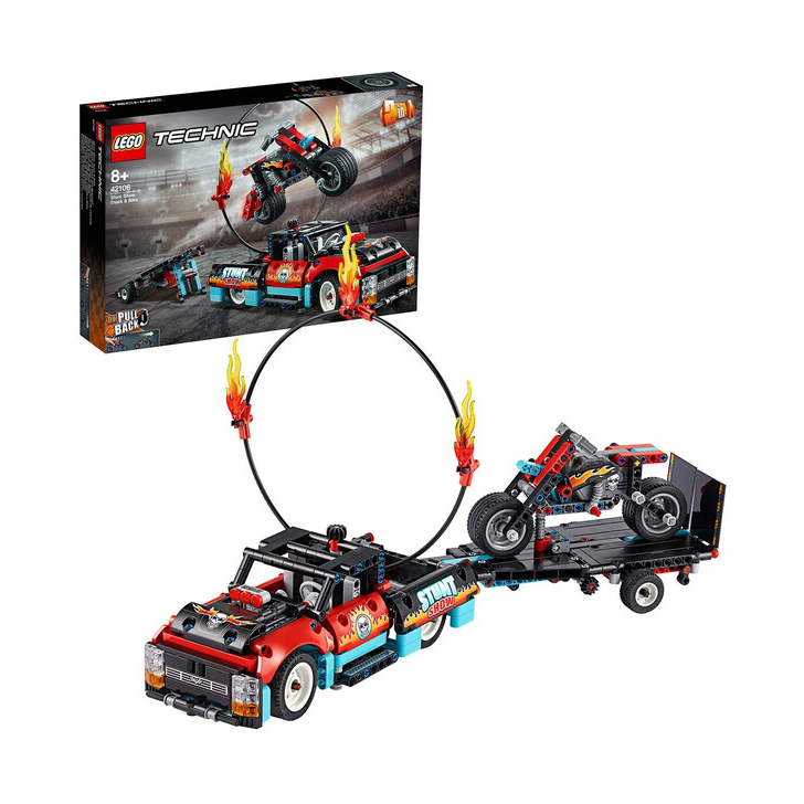 LEGO TECHNIC CAMION SI MOTOCICLETA PENTRU CASCADORII 42106