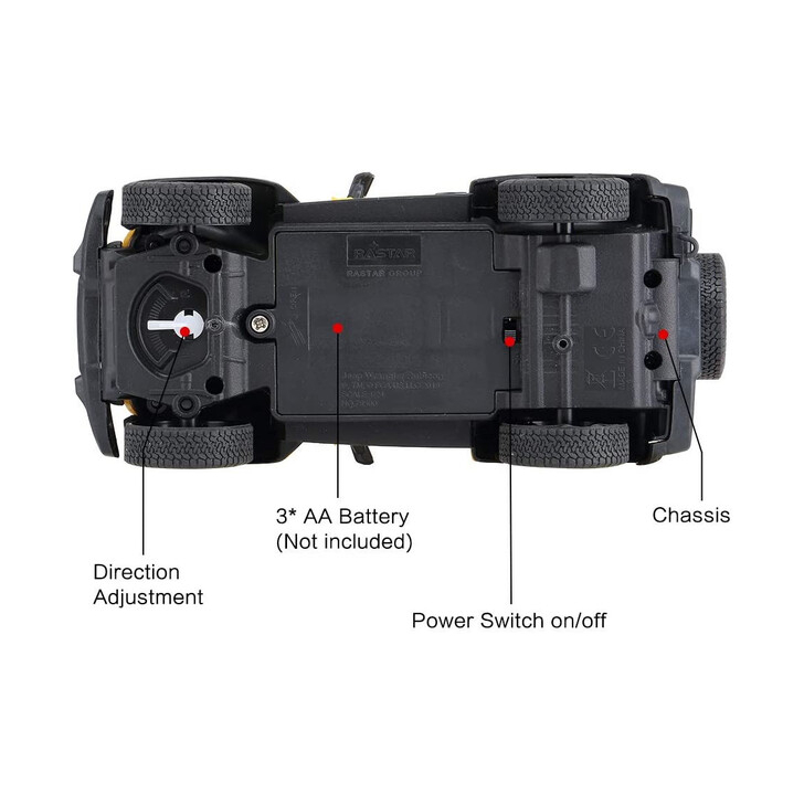 MASINA CU TELECOMANDA JEEP WRANGLER RUBICON GALBEN CU SCARA 1 LA 24