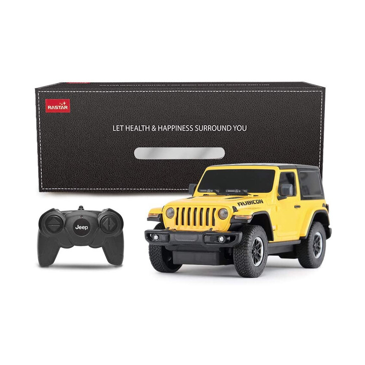 MASINA CU TELECOMANDA JEEP WRANGLER RUBICON GALBEN CU SCARA 1 LA 24