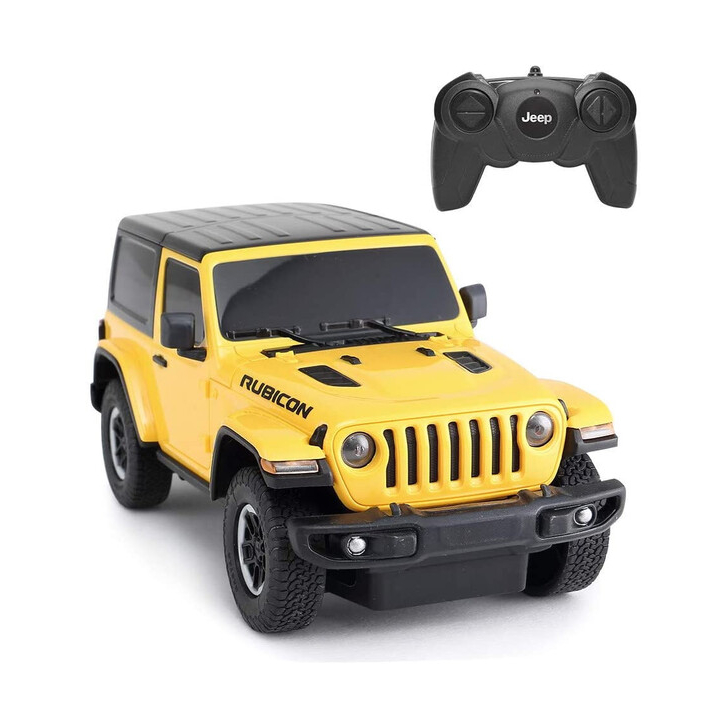 MASINA CU TELECOMANDA JEEP WRANGLER RUBICON GALBEN CU SCARA 1 LA 24
