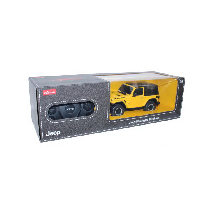 MASINA CU TELECOMANDA JEEP WRANGLER RUBICON GALBEN CU SCARA 1 LA 24