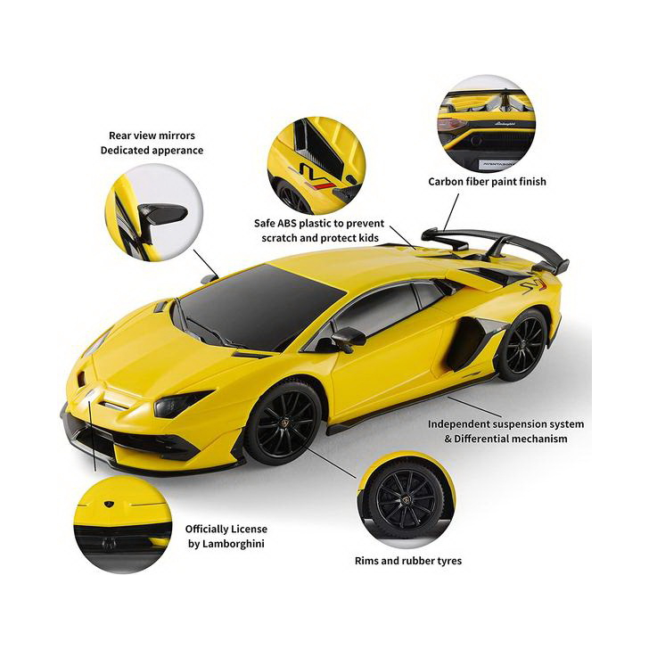 MASINA CU TELECOMANDA LAMBORGHINI AVENTADOR SVJ GALBEN CU SCARA 1 LA 24