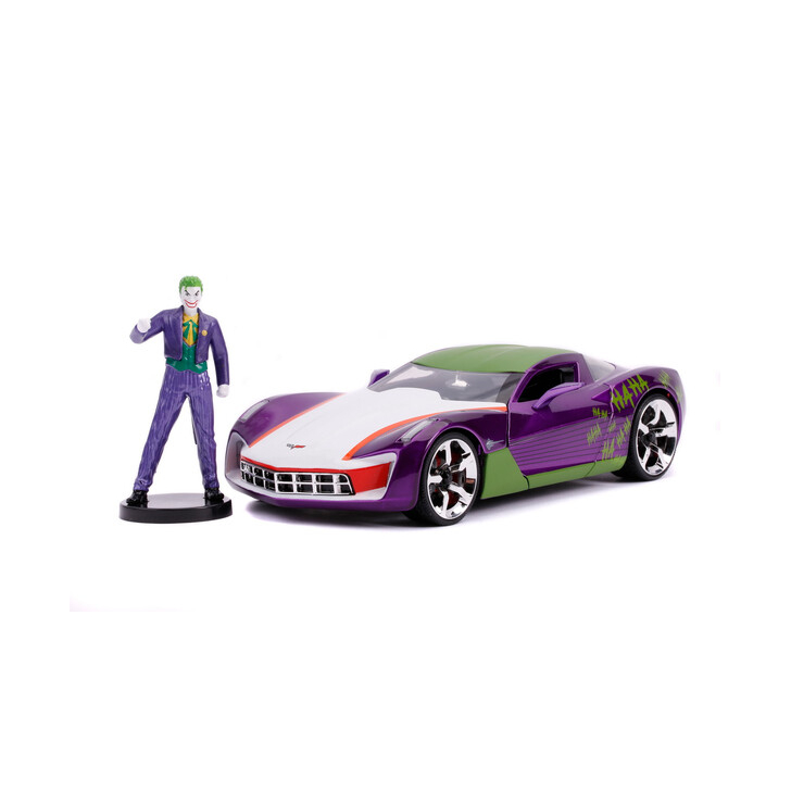 MASINUTE METALICA CHEVY CORVETTE STINGRAY 2009 SI FIGURINA JOKER SCARA 1:24