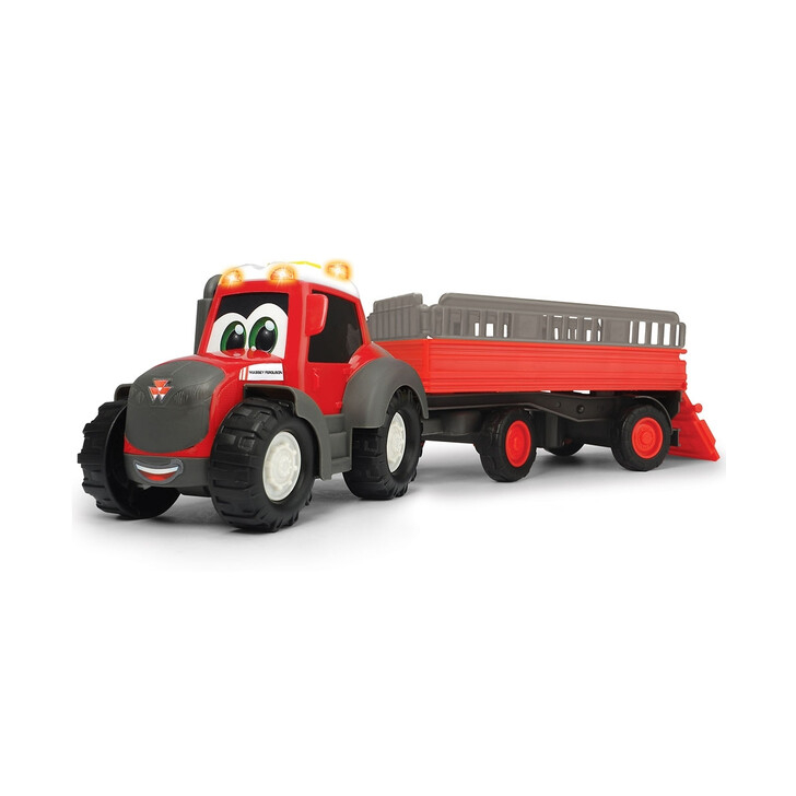 Tractor Dickie Toys Happy Ferguson Animal Trailer cu remorca si figurina