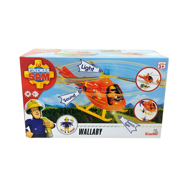 Jucarie Simba Elicopter Fireman Sam Wallaby cu figurina si accesorii