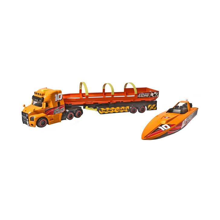 Set Dickie Toys Sea Race Truck Camion cu remorca si barca