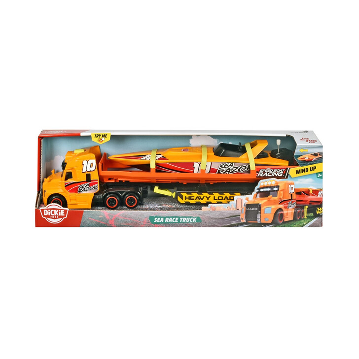 Set Dickie Toys Sea Race Truck Camion cu remorca si barca