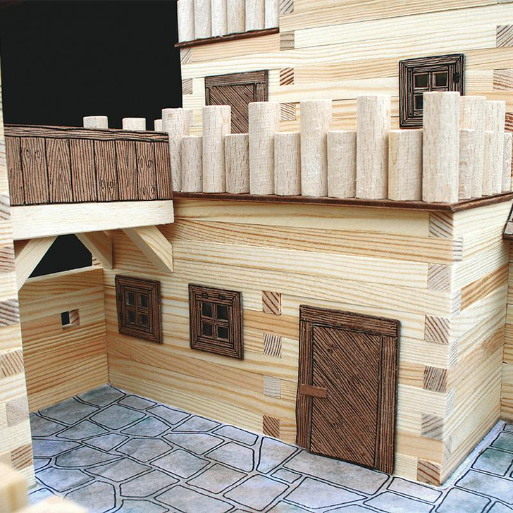 Set constructie arhitectura Castel, 607 piese din lemn, Walachia