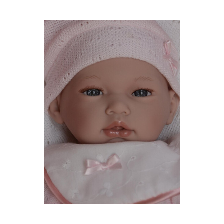 Papusa Reborn bebelus realist, Africa cu paturica roz, 46 cm, Guca