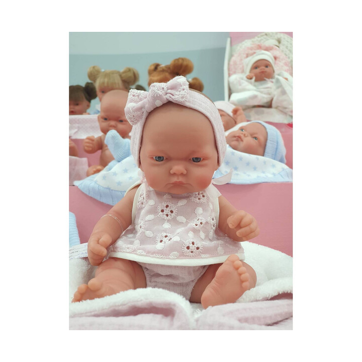 Papusa bebe realist Pitu in saculet de dormit, corp anatomic, roz, Antonio Juan