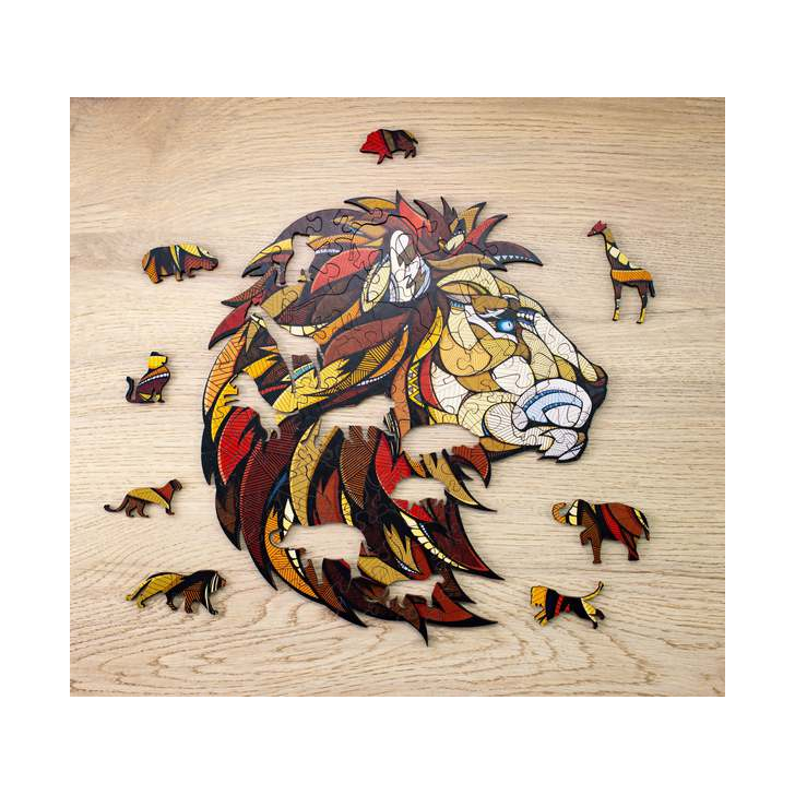 Puzzle din lemn, Lion, 100 piese @ EWA