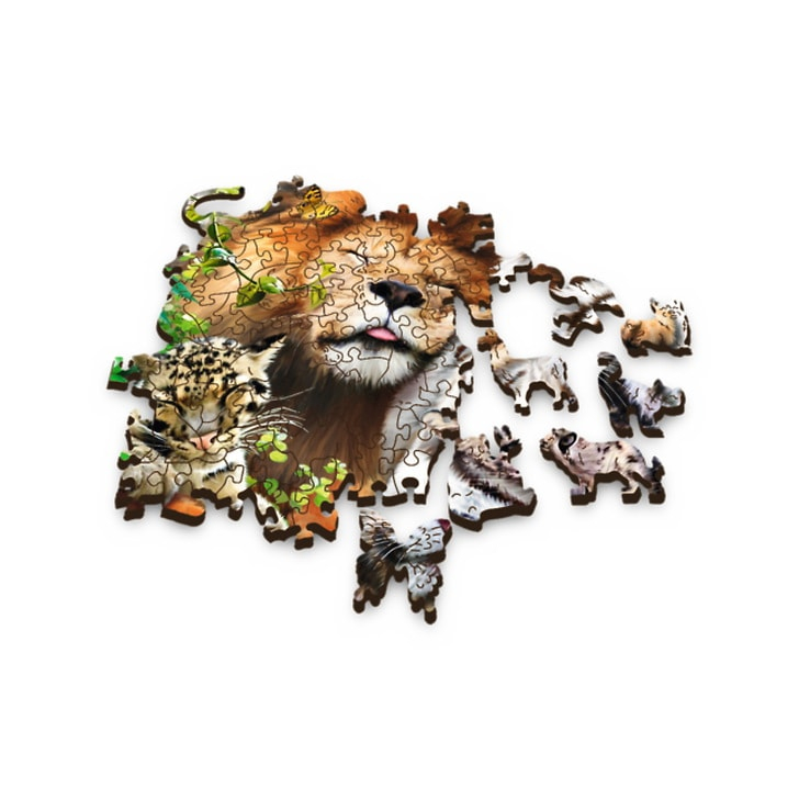 PUZZLE TREFL DIN LEMN 500+1 PIESE FELINELE DIN JUNGLA