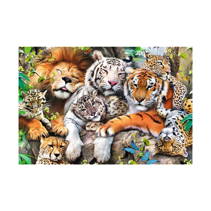 PUZZLE TREFL DIN LEMN 500+1 PIESE FELINELE DIN JUNGLA