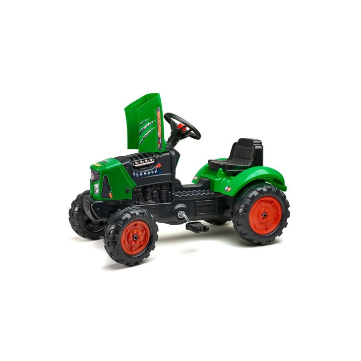 Tractor Falk pentru copii, cu pedale si remorca, verde
