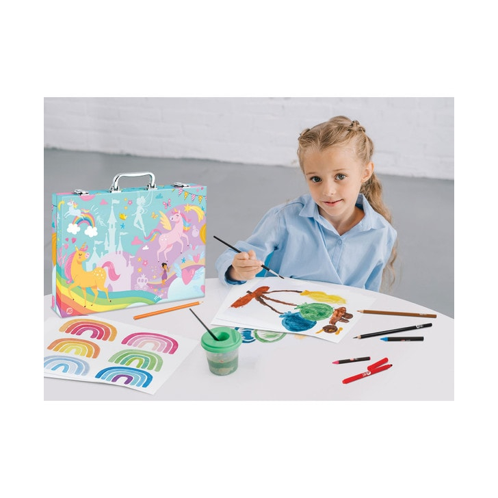 SET DE DESEN DELUXE CU 100 DE ACCESORII UNICORN