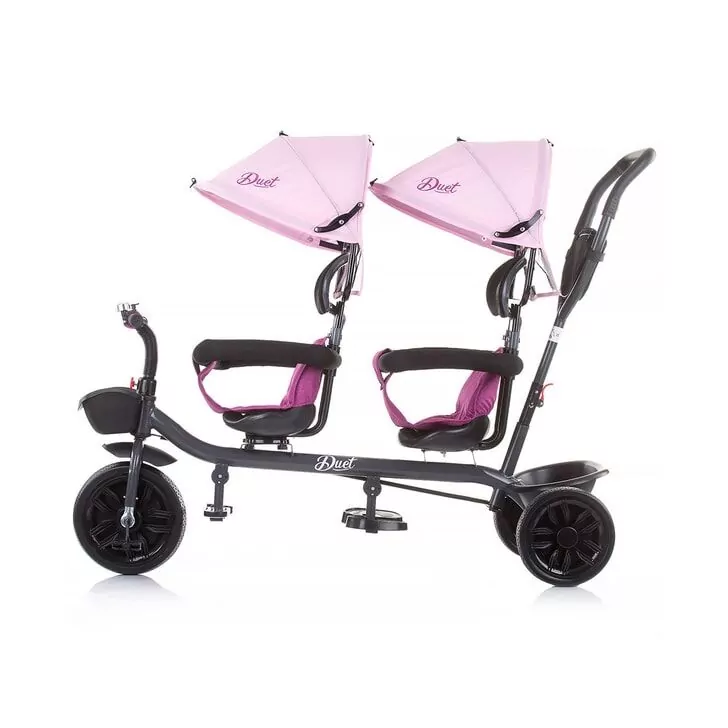 Tricicleta pentru copii gemeni Chipolino Duet peony pink