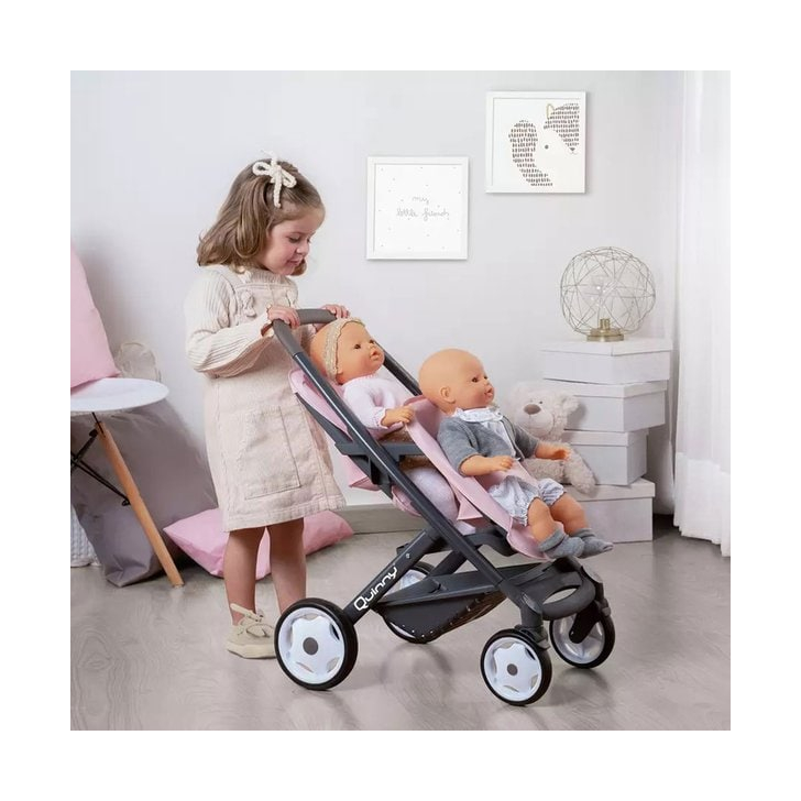 Carucior pentru papusi Smoby Maxi Cosy Quinny Twin roz