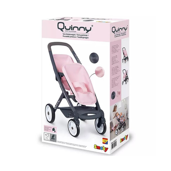 Carucior pentru papusi Smoby Maxi Cosy Quinny Twin roz