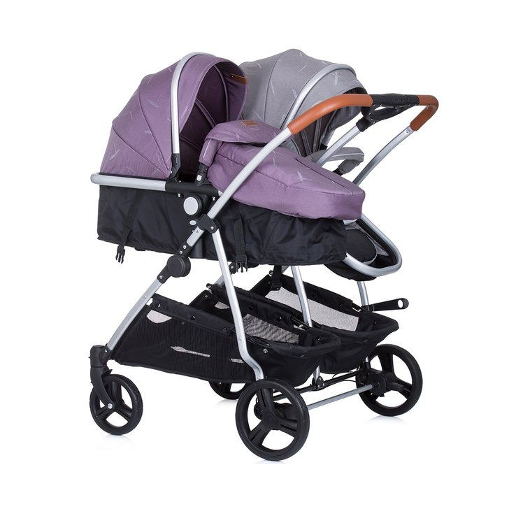 Carucior gemeni Chipolino Duo Smart 2 in 1 anthracite lilac