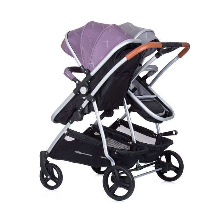 Carucior gemeni Chipolino Duo Smart 2 in 1 anthracite lilac