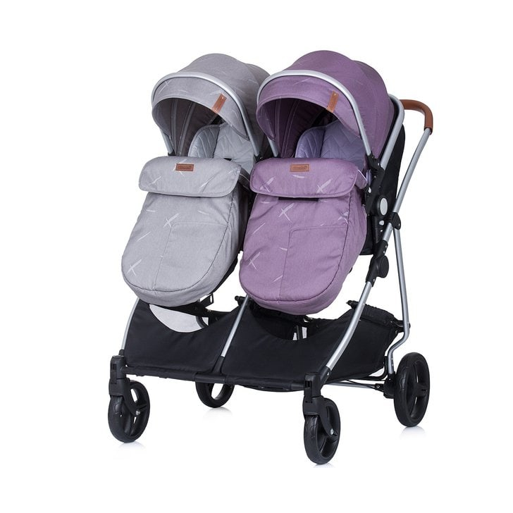 Carucior gemeni Chipolino Duo Smart 2 in 1 anthracite lilac