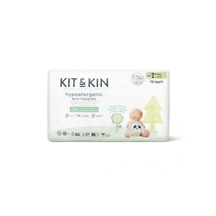 Scutece Hipoalergenice Eco Kit&Kin, Marimea 2, 4-8 kg , 38 buc