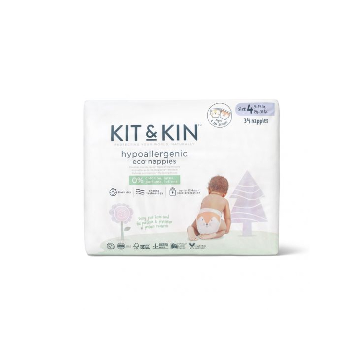 Scutece Hipoalergenice Eco Kit&Kin, Marimea 4, 9-14 kg , 32 buc