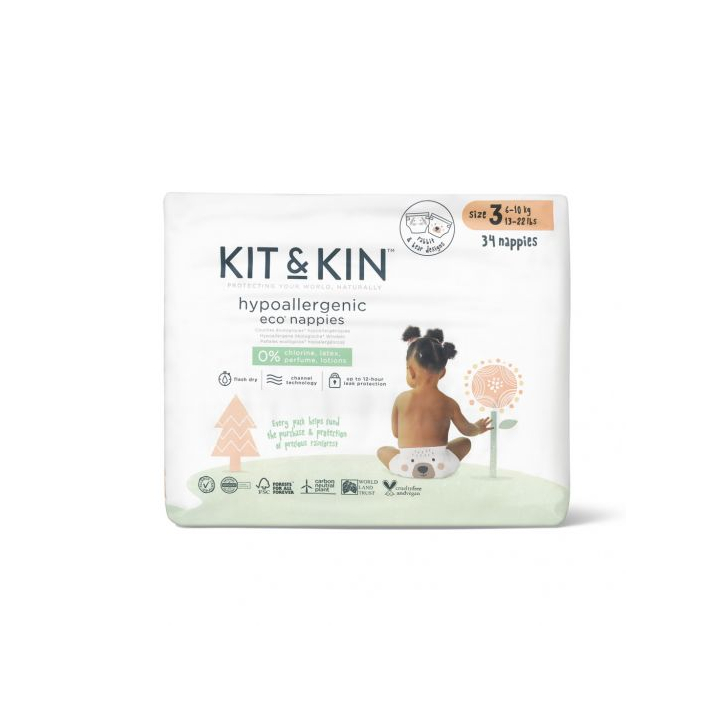 Scutece Hipoalergenice Eco Kit&Kin, Marimea 3, 6-10 kg , 32 buc