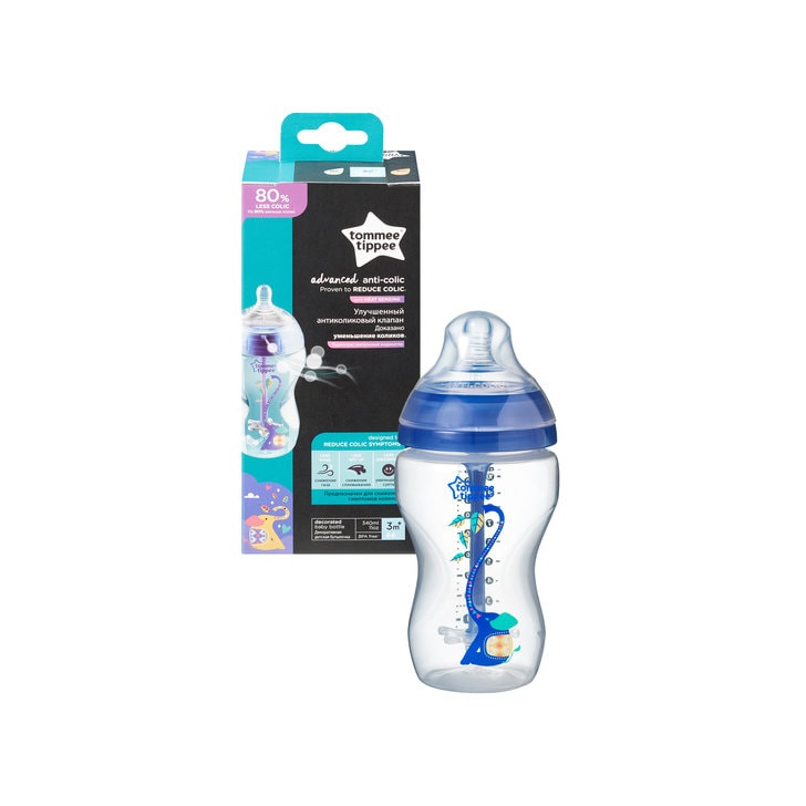 Biberon Advanced cu Sistem de Ventilatie, Tommee Tippee, 340 ml, baieti, 1 buc