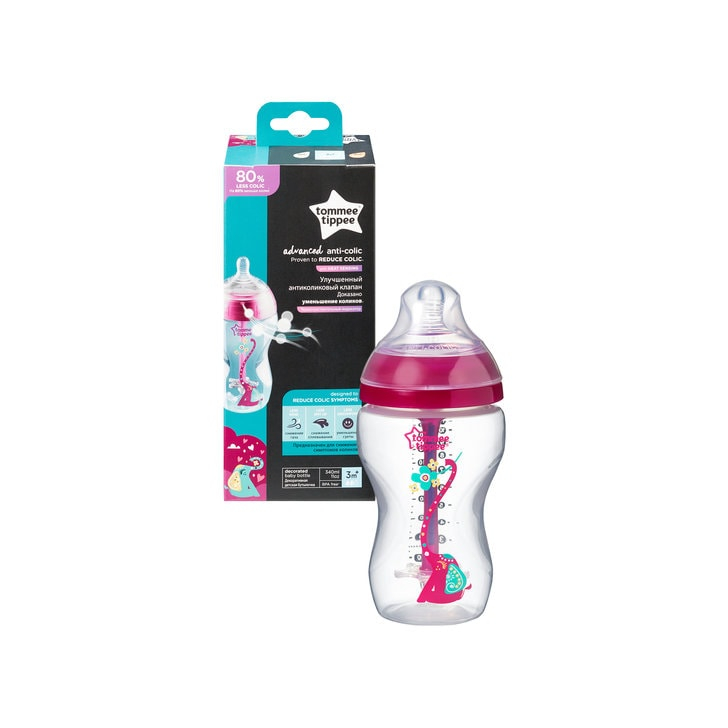 Biberon Advanced cu Sistem de Ventilatie, Tommee Tippee, 340 ml, fete, 1 buc