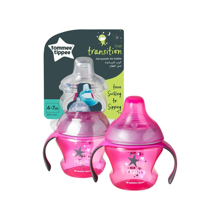 Cana de tranzitie Tommee Tippee, 150 ml, 4-7 luni, Roz, 1 buc