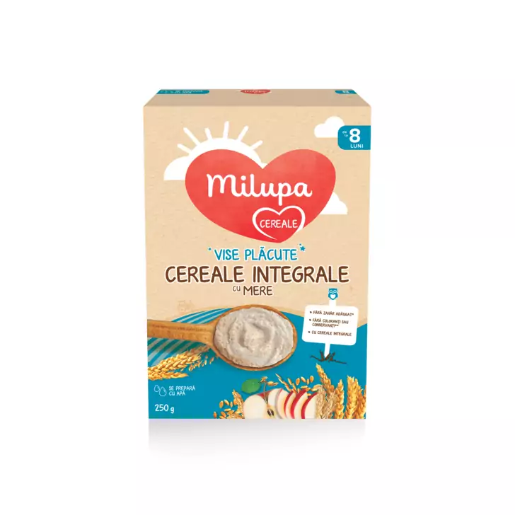 Milupa Vise Placute Cereale Integrale cu Mere, 250 g, de la 8 luni